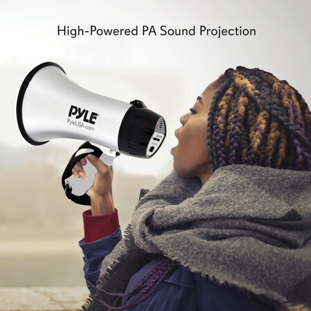 Pyle Battery-operated Compact/Portable Megaphone Spkr w/Siren Alarm ...